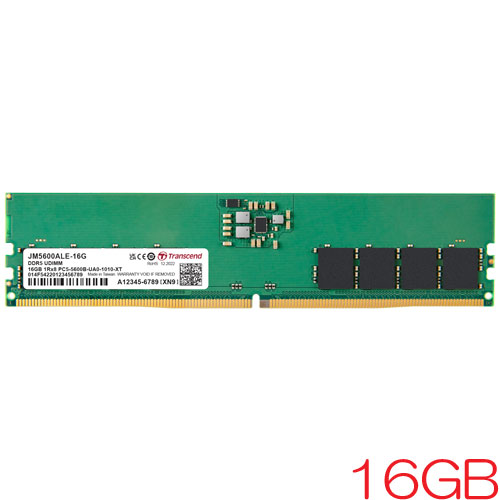 トランセンド JM5600ALE-16G [16GB JetRam DDR5 5600 Unbuffered DIMM 1Rx8 (2Gx8)x8 CL46 1.1V 288pin]