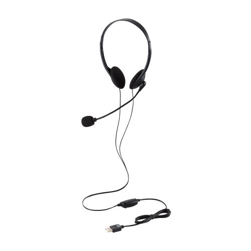 エレコム HS-HP01SUBK [有線ヘッドセット/両耳オーバーヘッド/小型/USB-A/1.8m/ブラック]