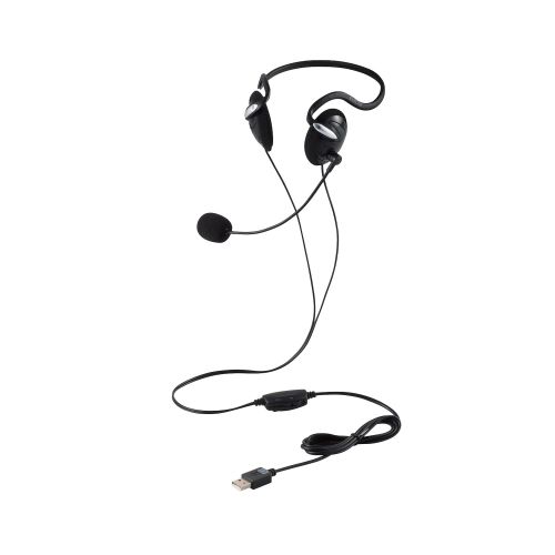 エレコム HS-NB03SUBK [有線ヘッドセット/両耳ネックバンド/USB-A/1.8m/ブラック]