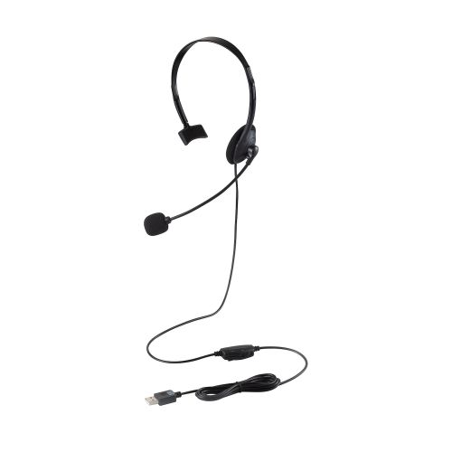 エレコム HS-HP01MUBK [有線ヘッドセット/片耳オーバーヘッド/小型/USB-A/1.8m/ブラック]