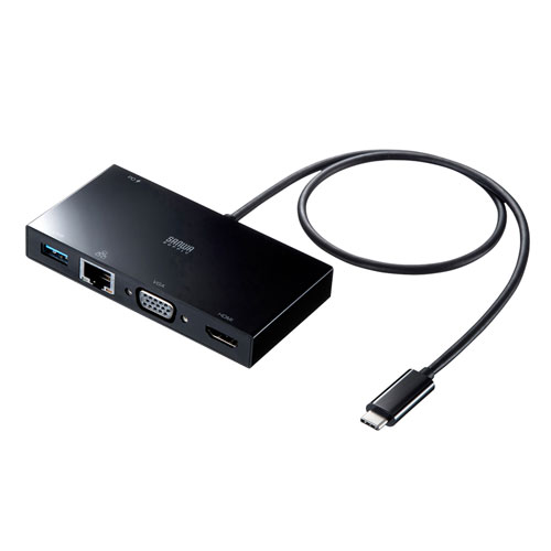 サンワサプライ USB-3TCH30BK [USB-Cドッキングステーション(USB3.2・LAN・HDMI・VGA)]