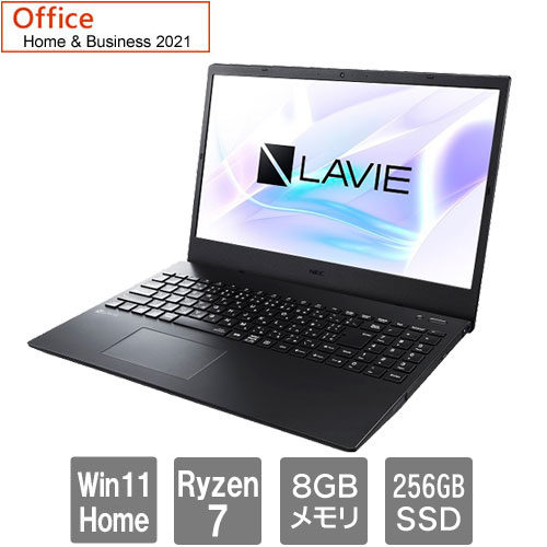 NEC PC-SN20ABCAW-B [LAVIE Smart N15(Ryzen7 15.6FHD 8GB SSD256GB DVD 11ax W11H H&B2021 ブラック)]