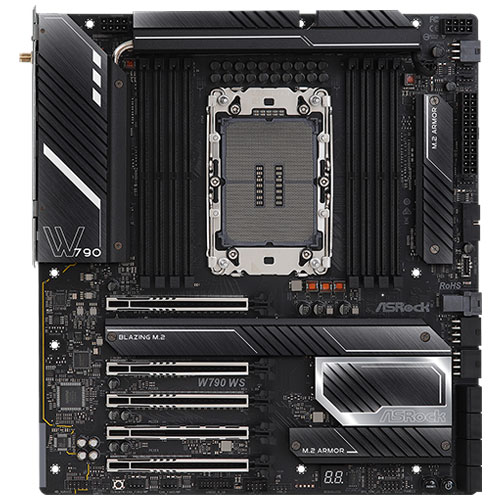 ASRock W790 WS [マザーボード Intel W790/LGA4677/DDR5 Reg/USB4/10GbE×2 + 2.5GbE/Wi-Fi 6E/EATX]