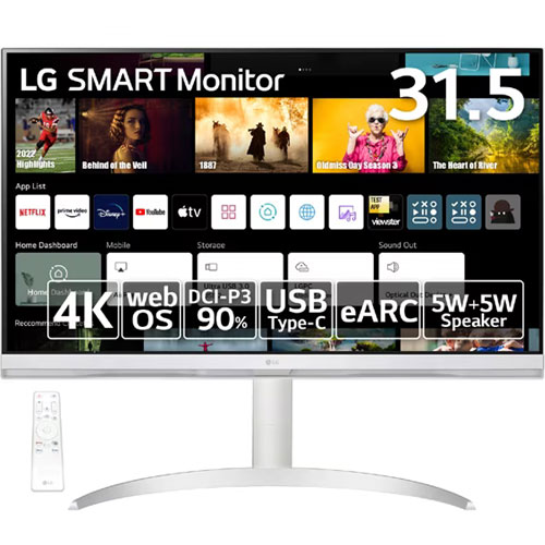 LG電子ジャパン SmartMonitor 32SQ730S-H [スマートモニター 31.5型/ホワイト/WebOS22搭載/スタンド型]