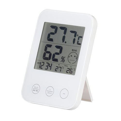 熱中症・インフルエンザ警報付きデジタル温湿度計 ホワイト DO05WH