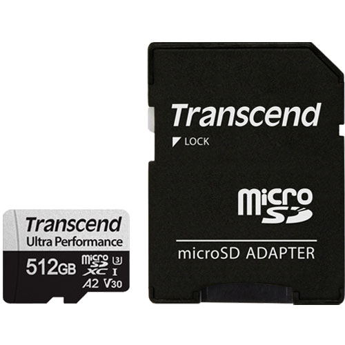 トランセンド TS512GUSD340S [512GB microSDXC 340S Class 10、UHS-I U3、V30、A2 対応 SDカードアダプタ付属]