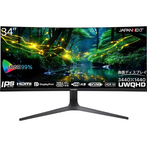 JAPANNEXT JN-IPSC34UWQHDR-C65W-H [液晶ディスプレイ/34型/3440×1440/ブラック]