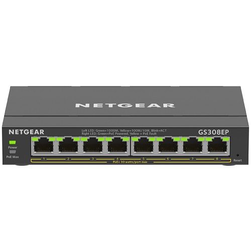 NETGEAR GS308EP-100JPS [PoE+対応 (62W) ギガ8ポートアンマネージプラススイッチ]