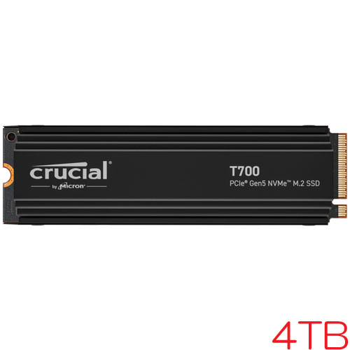 クルーシャル CT4000T700SSD5JP [4TB T700 SSD with heatsink M.2(2280) PCIe Gen 5 x4 NVMe 2400TBW 国内正規代理店品]