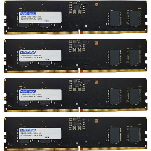 アドテック ADS5600D-X8G4 [8GB×4枚組 DDR5-5600 (PC5-44800) Unbuffered DIMM 288pin]