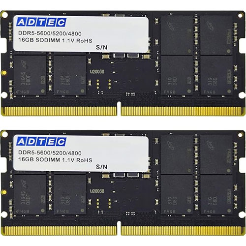 アドテック ADS5600N-H16GW [16GB×2枚組 DDR5-5600 (PC5-44800) SO-DIMM 262pin]