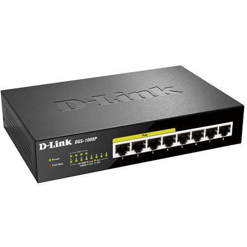 D-Link DGS-1000 DGS-1008P/E1 [8ポート 1000BASE-T(PoE+:1～4)アンマネージドスイッチ]