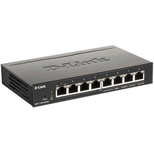 D-Link DGS-1100-08PV2/A1 [DGS-1100-08PV2 L2スイッチ、PoE+、1000T×8]