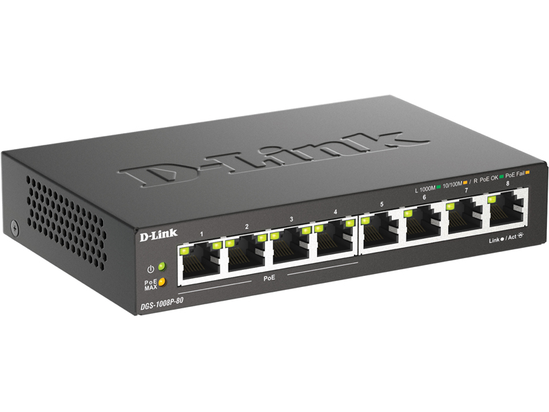 D-Link DGS-1000 DGS-1008P-80/A1 [8ポート 1000BASE-T(PoE+:1～4)アンマネージドスイッチ]