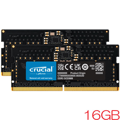 クルーシャル CT2K8G56C46S5 [16GB Kit (8GBx2) Crucial DDR5 5600 (PC5-44800) CL46-45-45 Unbuffered SODIMM 262pin]