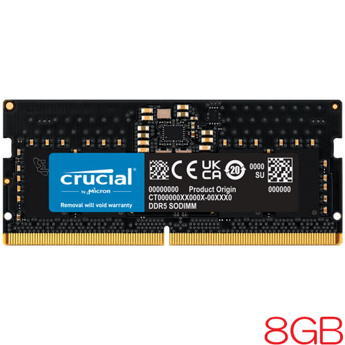 クルーシャル CT8G56C46S5 [8GB Crucial DDR5 5600 (PC5-44800) CL46-45-45 Unbuffered SODIMM 262pin]
