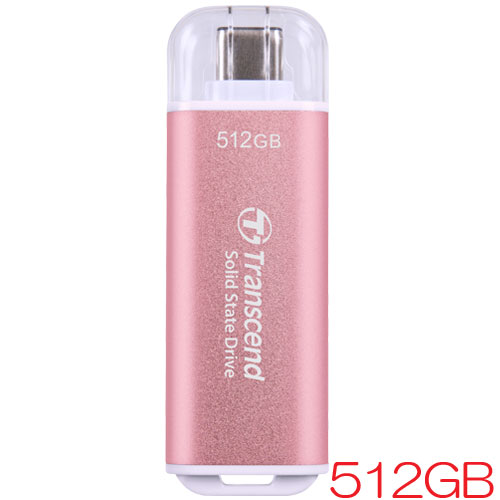 トランセンド TS512GESD300P [512GB スティック型SSD ESD300 USB 3.2 Gen 2 Type-C USB OTG対応 ピンク 5年保証]