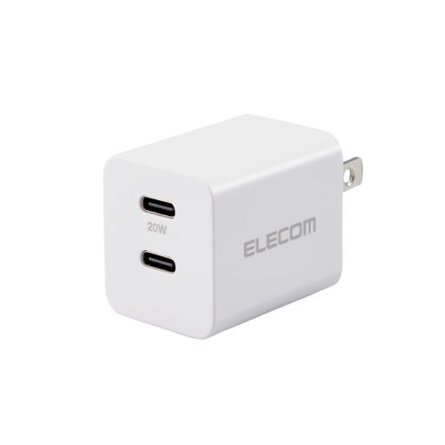 エレコム MPA-ACCP35WH [AC充電器/USB PD準拠/20W/USB-C2ポート/ホワイト]