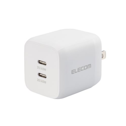 エレコム MPA-ACCP4245WH [AC充電器/PPS対応/45W/USB-C2ポート/ホワイト]