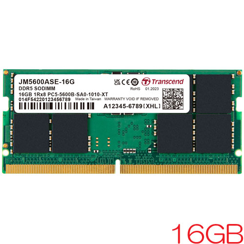 トランセンド JM5600ASE-16G [16GB JetRam DDR5 5600 SO-DIMM 1Rx8 (2Gx8)x8 CL46 1.1V 262pin]