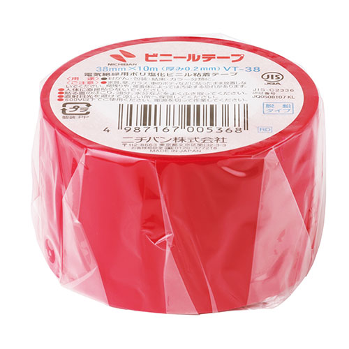 ニチバン 【10個セット】ビニールテープ 38mm 赤 NB-VT-381X10