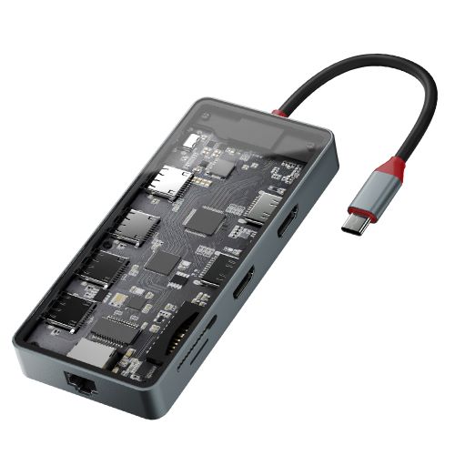 AREA SD-CMULTI05 [SEE-THROUGH5 TypeC→PD3.0/HDMI×2/SD、MicroSDカードりーダー/USB3.0×3、USB2.0×1]