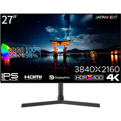 JAPANNEXT JN-27IPSB4FLUHDR [液晶ディスプレイ 27型/3840×2160/ブラック]