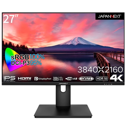 JAPANNEXT JN-IPS273UHDR-C65W [液晶ディスプレイ 27型/3840×2160/ブラック]