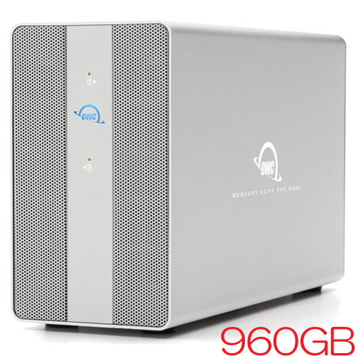 OWC OWCMEDCH7S01 [960GB (2 x 480GB) 外付SSD Mercury Elite Pro Dual with 3-Port Hub USB 3.2接続 3年保証]