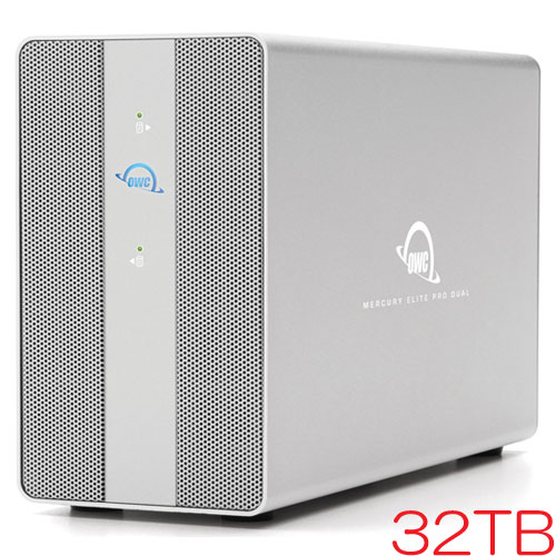 OWC OWCMEDCH7T32 [32TB (2 x 16TB) USB外付HDD Mercury Elite Pro Dual with 3-Port Hub 3年保証]