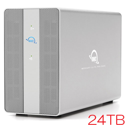 OWC OWCMEDCH7T24 [24TB (2 x 12TB) USB外付HDD Mercury Elite Pro Dual with 3-Port Hub 3年保証]