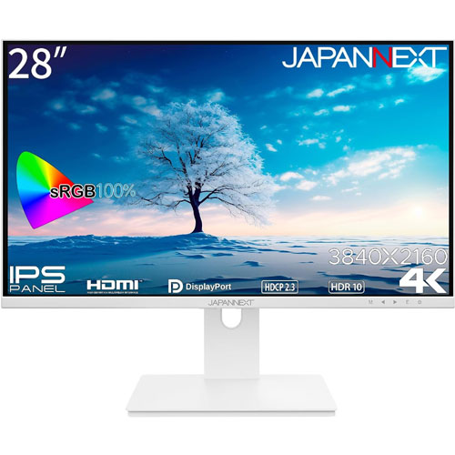 JAPANNEXT JN-IPS28UHDR-W [液晶ディスプレイ 28型/3840×2160/ホワイト]