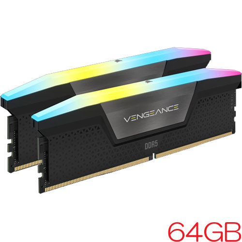 コルセア CMH64GX5M2B6000C38 [VENGEANCE RGB DDR5 PC5-48000 (6000 MT/s) 32GB 2枚組 CL38-34-34-96 1.35V]