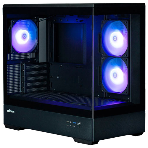 ZALMAN P30 BLACK [microATXミニタワーケース 2面強化ガラスパネル ピラーレスデザイン ARGBファン×3基搭載]