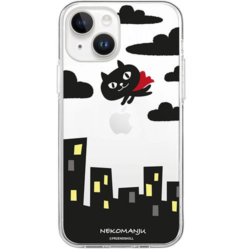 abbi FRIENDS ネコマンジュウソフトクリアケース for iPhone 15 Plus 赤いマント ABF25404i15PL