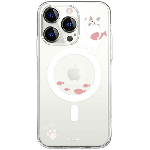 abbi FRIENDS ターチャンMagSafe対応クリアケース for iPhone 15 Pro おさかなピンク ABF25378i15PR