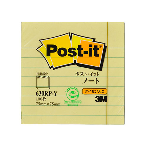 3M 【20個セット】 Post-it ポストイット ラインノート再生紙 イエロー75×75 3M-630RP-YX20