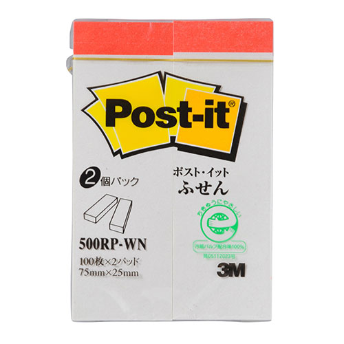 3M 【20個セット】 Post-it ポストイット 再生紙 ふせん ホワイト 3M-500RP-WNX20