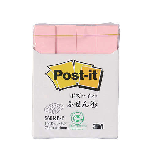3M 【10個セット】 Post-it ポストイット 再生紙 ふせん小 ピンク 3M-560RP-PX10