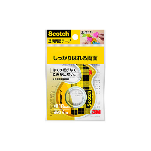 3M 【10個セット】 Scotch スコッチ 透明両面テープ小巻 18mm ディスペンサー付 3M-W-18X10