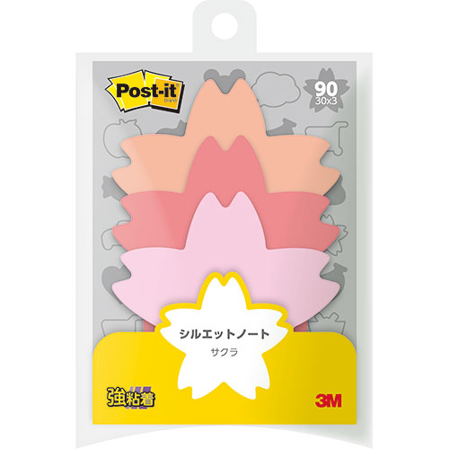 3M 【10個セット】 Post-it ポストイット シルエットノート 強粘着 サクラ 3M-SSS-CHRX10