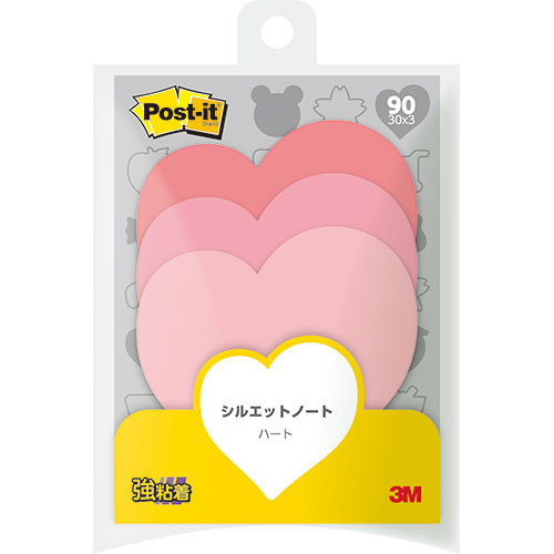 3M 【10個セット】 Post-it ポストイット シルエットノート 強粘着 ハート 3M-SSS-HERX10