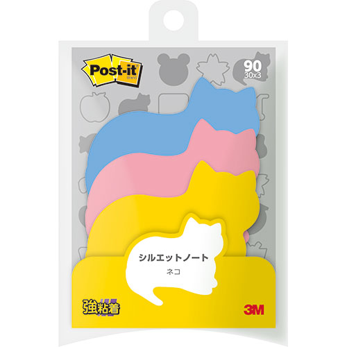 3M 【10個セット】 Post-it ポストイット シルエットノート 強粘着 ネコ 3M-SSS-NERX10