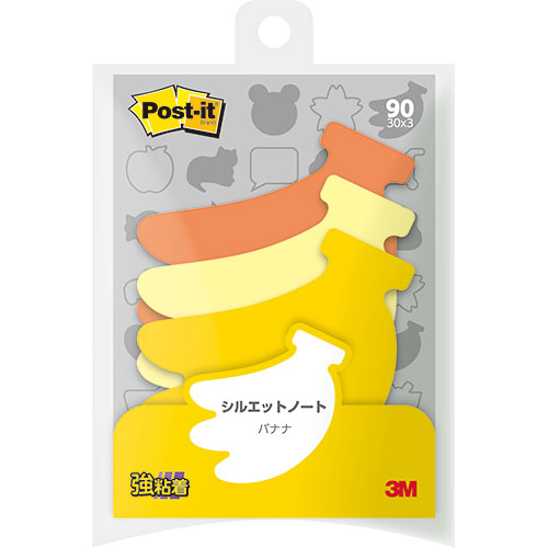 3M 【10個セット】 Post-it ポストイット シルエットノート 強粘着 バナナ 3M-SSS-BAX10