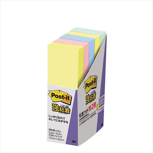 3M 【10個セット】 Post-it ポストイット 強粘着ふせん パステルカラー 4色混色 3M-500-5SSAPX10