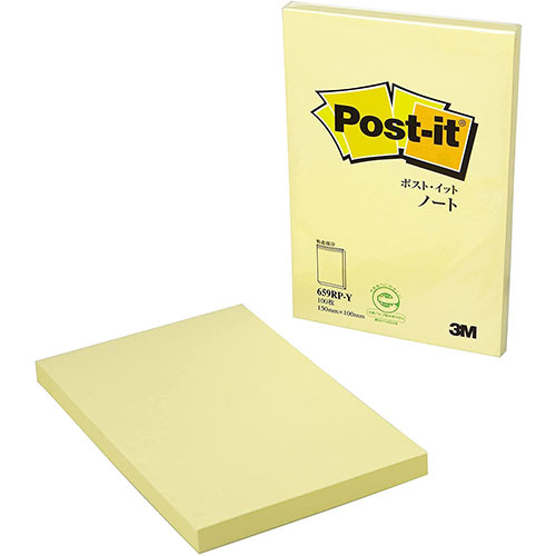 3M 【10個セット】 Post-it ポストイット 再生紙ノート 150×100 イエロー 3M-659RP-YX10