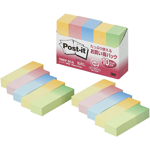 3M 【10個セット】 Post-it ポストイット お買い得パック 見出し 3M-700RP-BGKX10