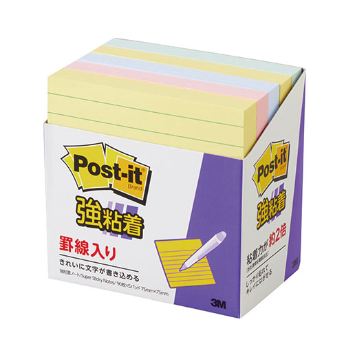 3M 【5個セット】 Post-it ポストイット 強粘着ノート 罫線入 パステルカラー混色 3M-630-5SSAPX5