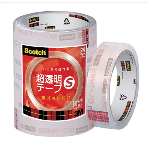 3M 【5巻入×5セット】 Scotch スコッチ 超透明テープS 工業用包装 5巻入 24mm 3M-BK-24NX5