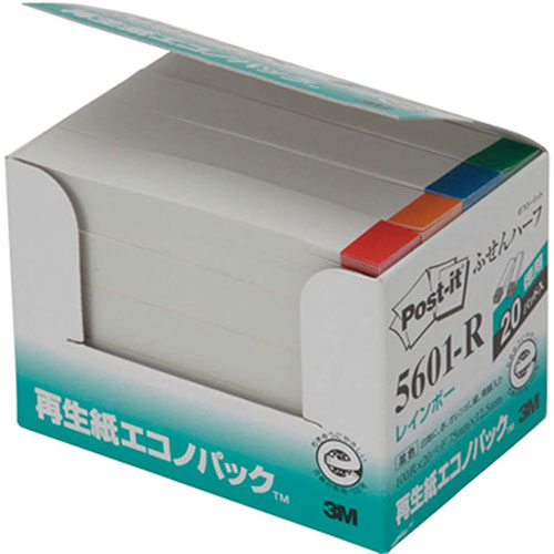 3M 【5個セット】 Post-it ポストイット 再生紙エコノパック ふせんハーフ 3M-5601-RX5